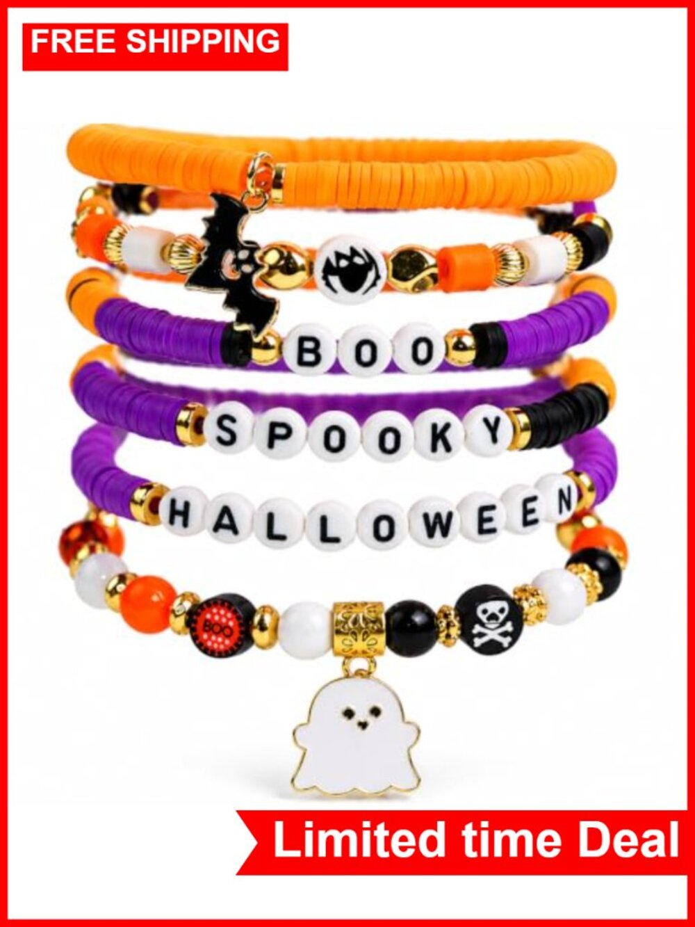 Plastic Halloween Bracelets for Women - 6 Pack Party Favors